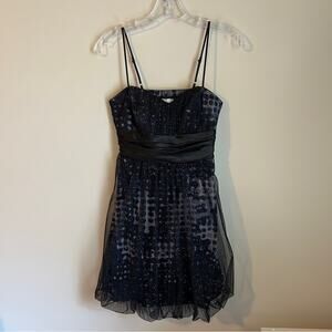 Studio Y Black Sparkly Spaghetti Strap Bubble Skirt Formal Mini Dress Size Small